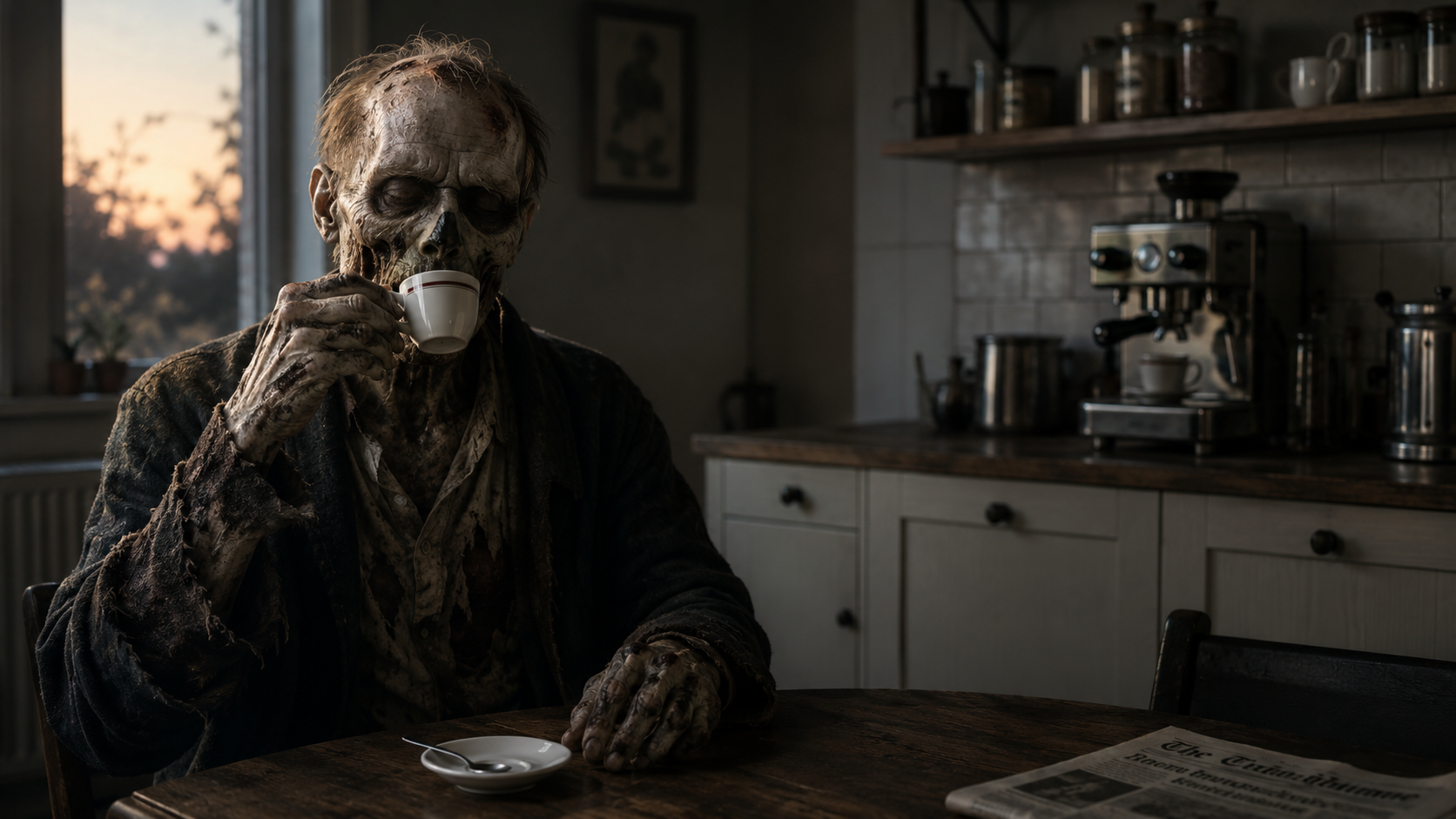 Le mort-vivant et l'expresso.